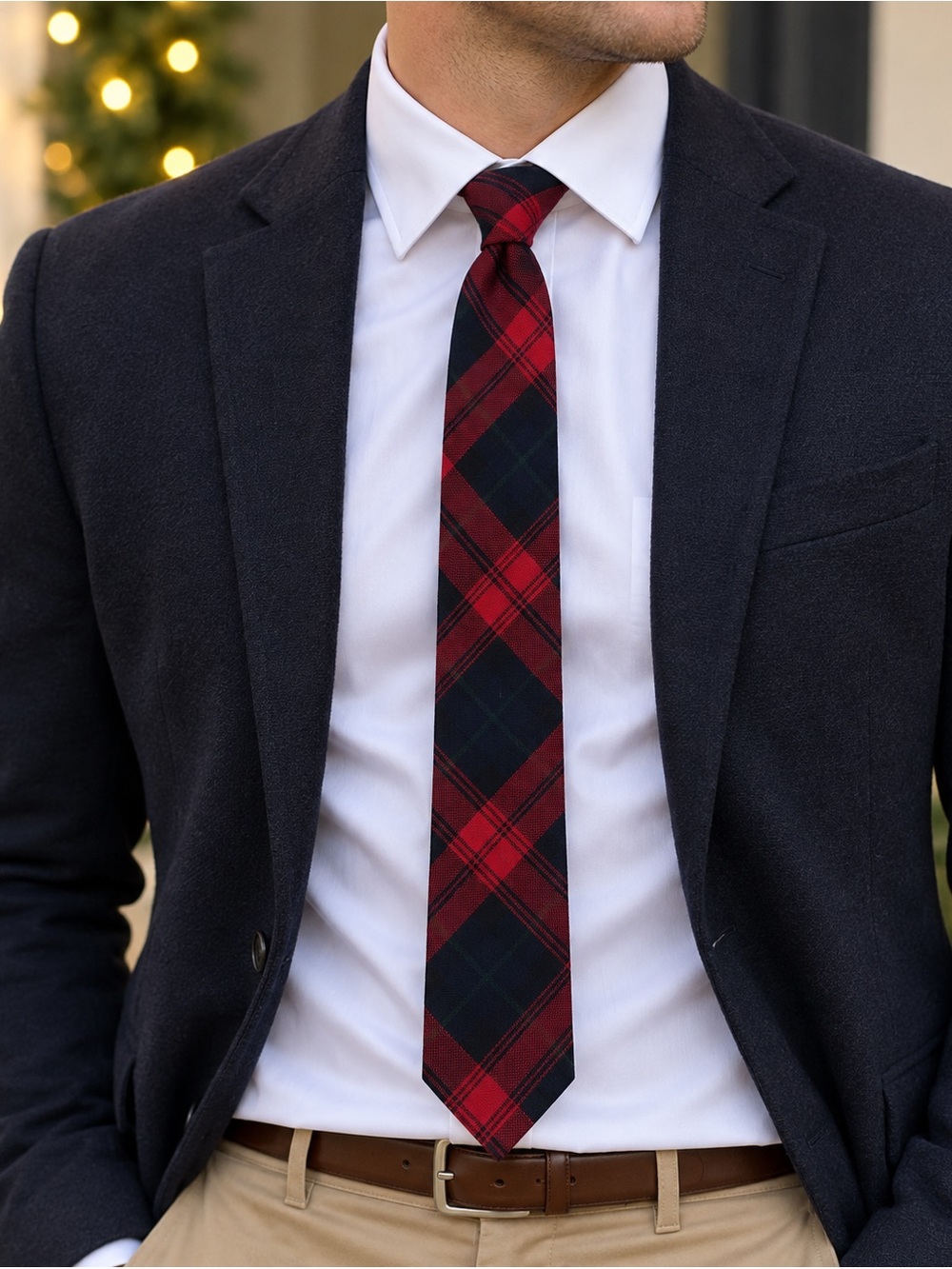 J.Crew Handmade in U.S.A. Red Black Plaid Skinny Tie 58” x 2”